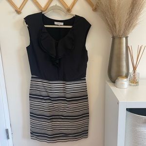 Black and white striped cocktaiL dress, size 12 from the LOFT.